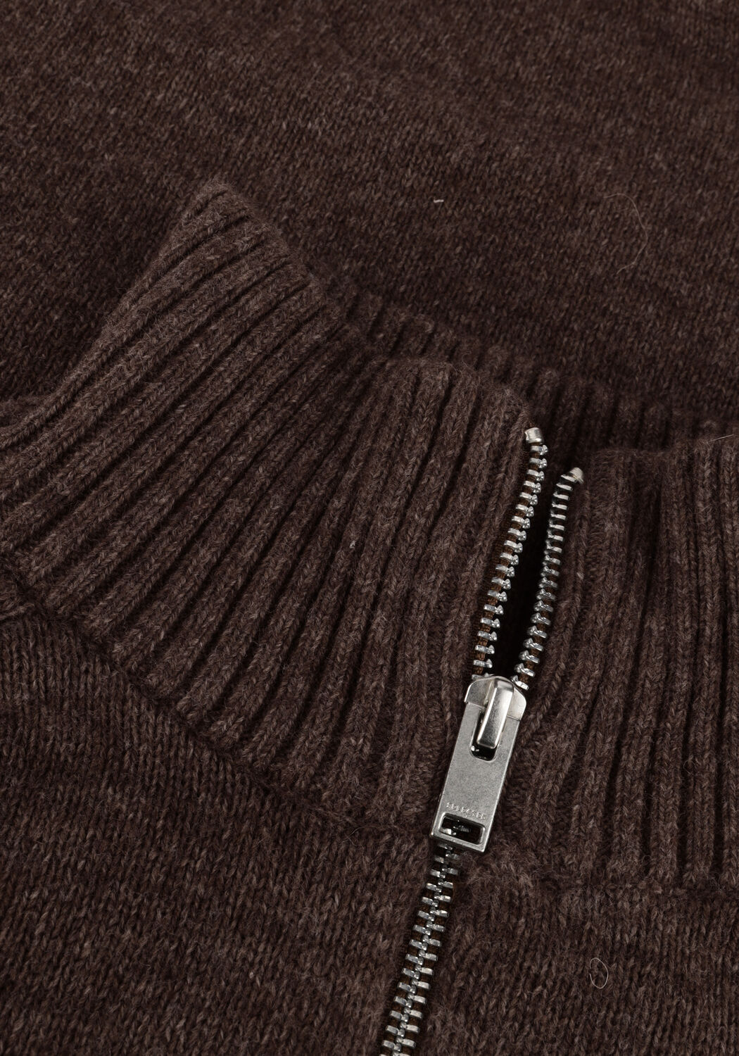 SELECTED MEN Pull SLHREG DAN WOOL-MIX ZIP HIGH NECK OW en marron - large