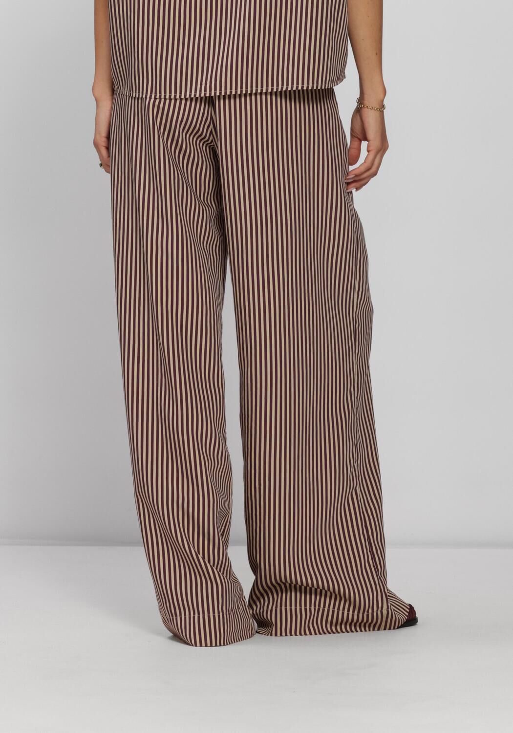 BY-BAR Pantalon large CELIN STRIPE PANTS en beige - large