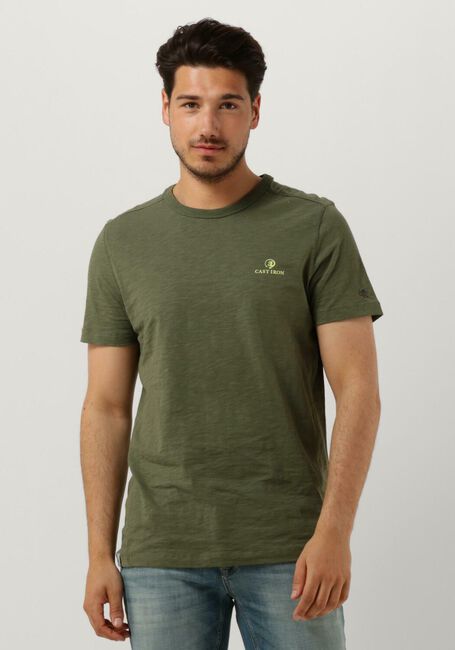 CAST IRON T-shirt SHORT SLEEVE R-NECK SLUB JERSEY en vert - large