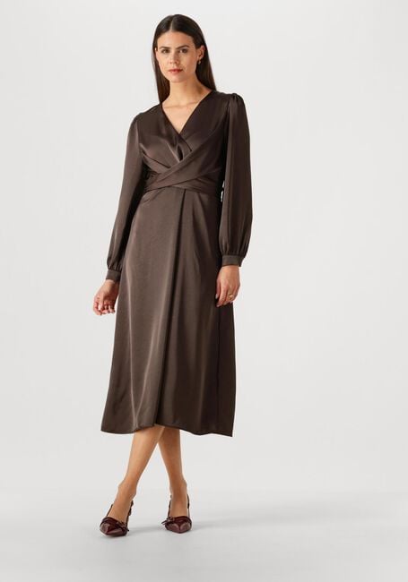 NEO NOIR Robe midi RIMINI HEAVY SATEEN DRESS en marron - large