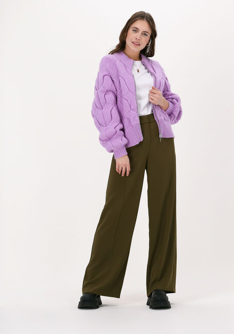 Groene NOTES DU NORD Wijde broek OLIANA PANTS DARK OLIVE - large