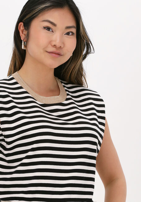 Zwarte SUMMUM T-shirt TOP SHOULDER PADS TERRY STRIPE - large