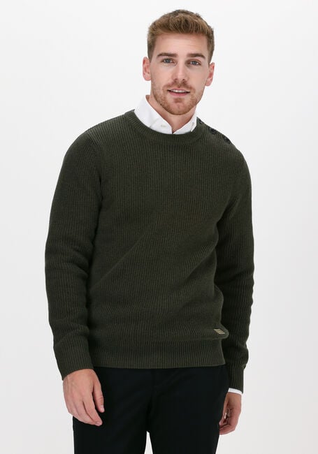 SELECTED HOMME Pull SLHIRVEN LS KNIT BUTTON CREW W Vert foncé - large