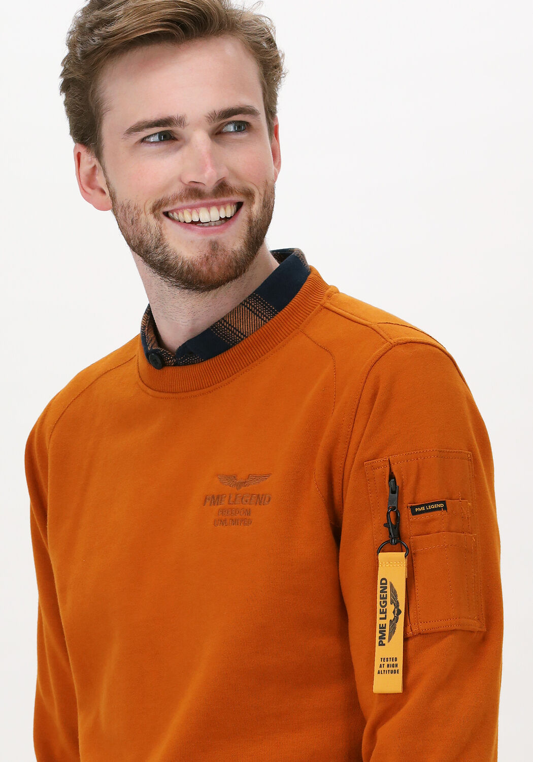Oranje PME LEGEND Sweater LONG SLEEVE R NECK BRUSHED SWE Omoda