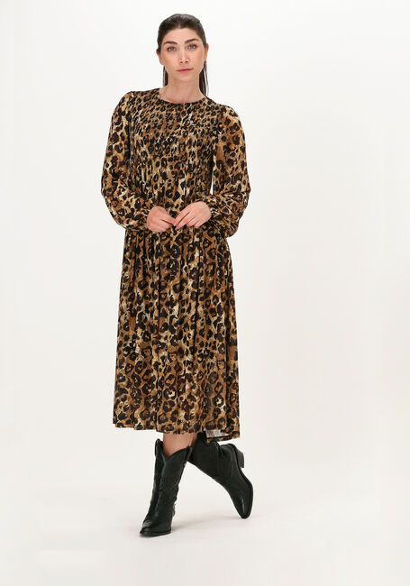 Bruine OBJECT Midi jurk SIRO LS DRESS - large