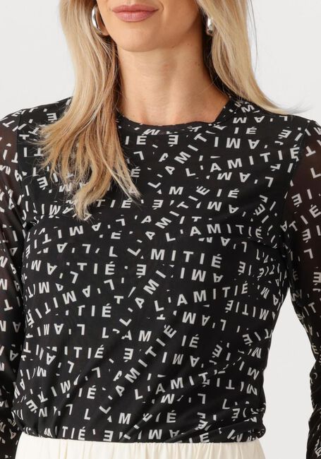 Zwarte HAUTE L'AMITIÉ Top L'AMITIE MESH LS O-NECK - large
