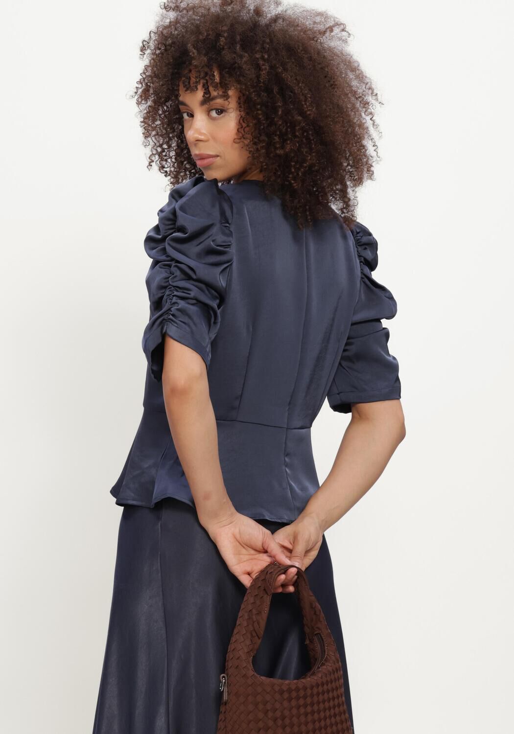 NEO NOIR BENUA HEAVY SATEEN BLOUSE Blouses Bleu fonc&eacute; - large