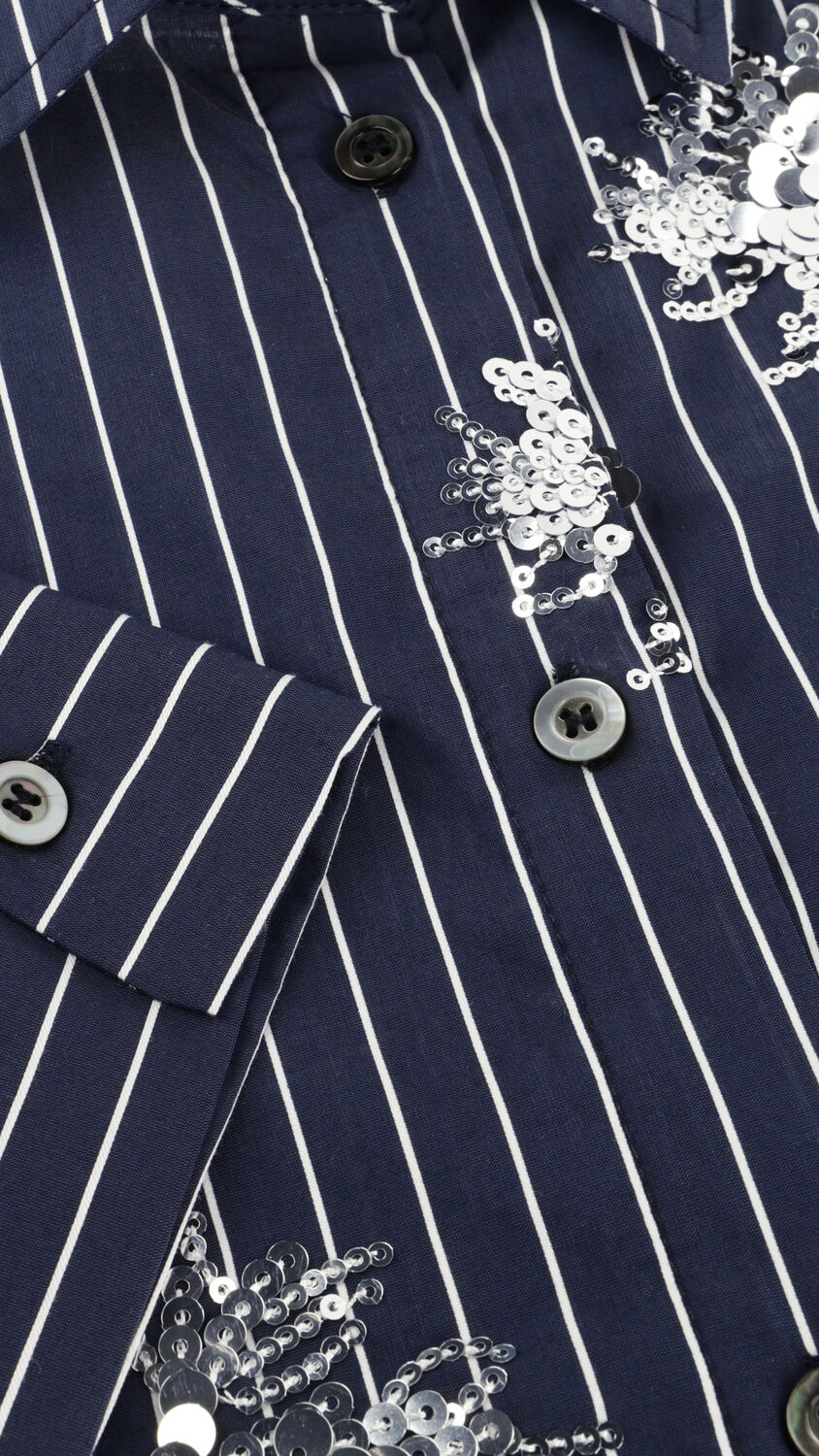 Blauwe NUKUS  TESSA BLOUSE PAILLET - large