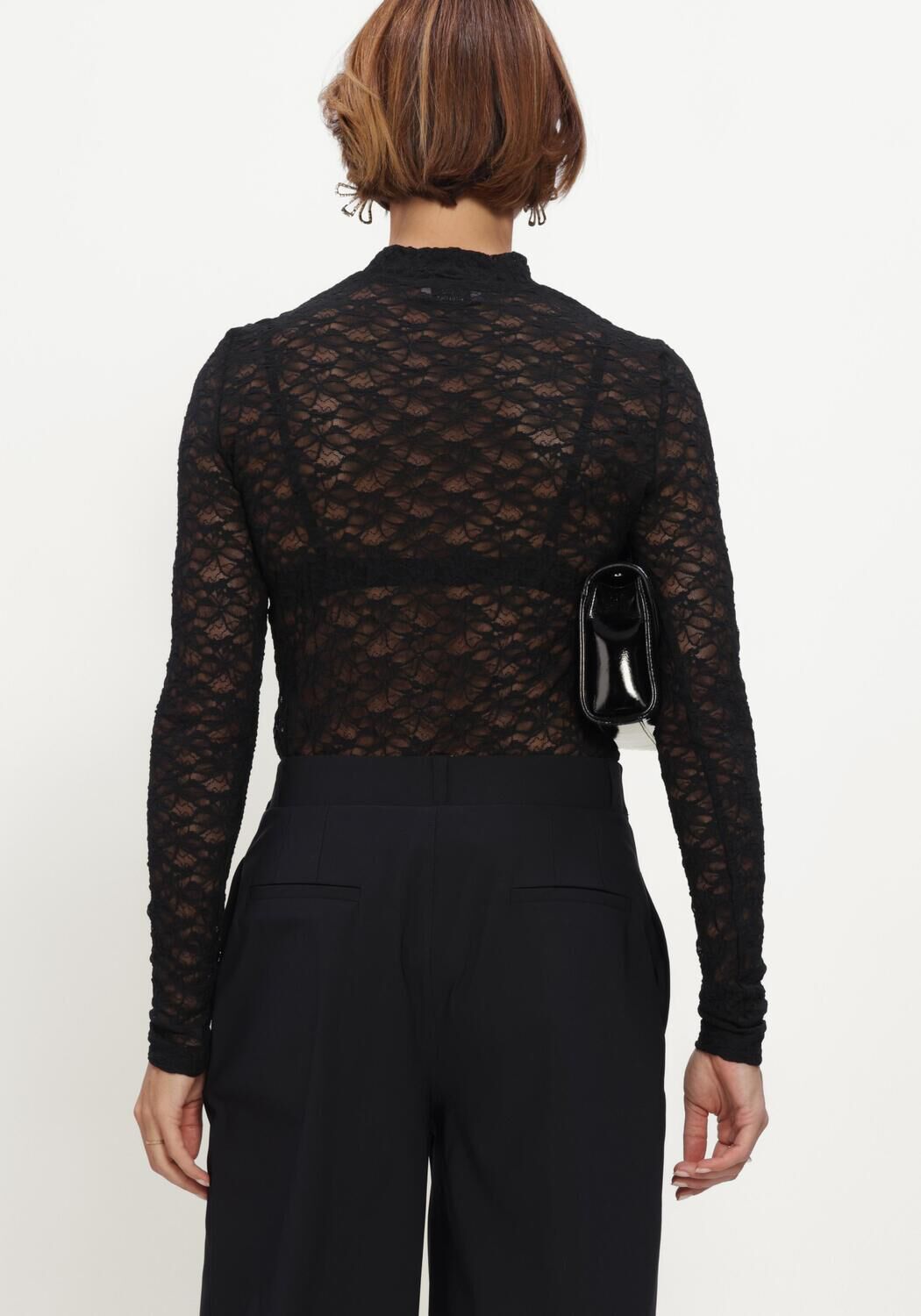 Zwarte STUDIO ANNELOES Top Reagan lace col top - large