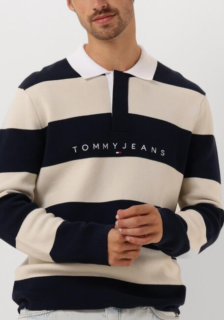 TOMMY JEANS Pull TJM REG CB STRIPED LINEAR RUGBY en bleu - large