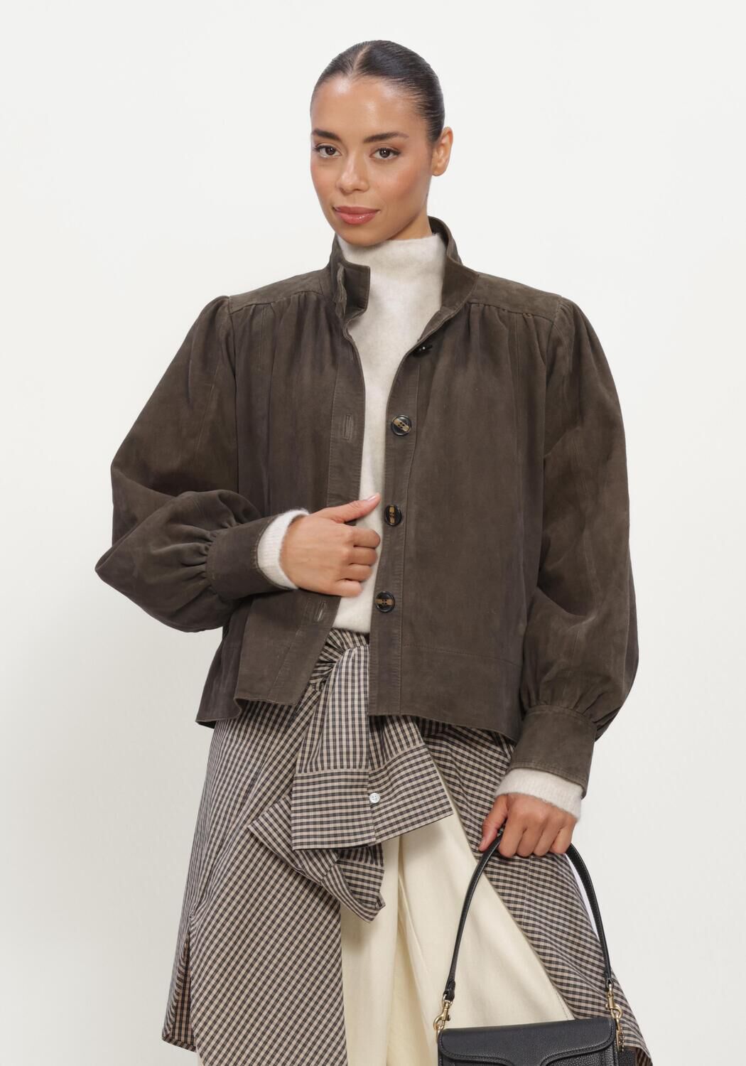SECOND FEMALE Jack ZONIE SUEDE JACKET en noir - large