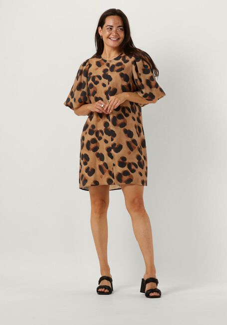 Camel BY-BAR Mini jurk ARYA CHEETA DRESS - large