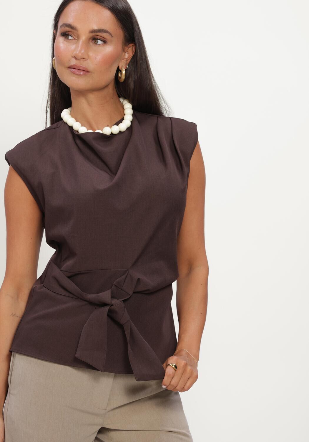 Bruine CO'COUTURE Tops & T-shirts LUNACC PLEAT TOP - large