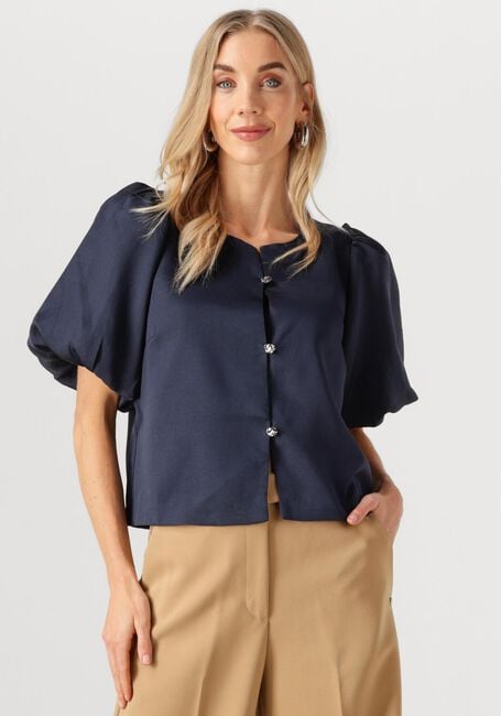 Donkerblauwe NEO NOIR  AISA DULL SATIN BLOUSE - large
