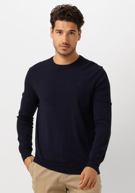Donkerblauwe SCOTCH & SODA Trui VISCOSE PULLOVER CREWNECK - large