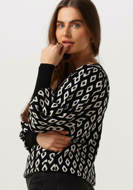 Zwarte SUMMUM Trui ARGYLE V-NECK SWEATER VISCOSE POLYAMIDE KNIT - large
