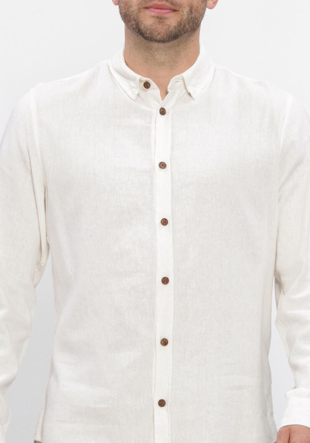 ANERKJENDT Chemise d&eacute;contract&eacute; AKLEIF COT/LINEN/VIS L/S SHIRT &Eacute;cru - large