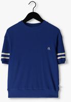 CARLIJNQ T-shirt MARBLES - SWEATER SHORT SLEEVE WT EMBROIDERY + TAPING Bleu foncé - medium