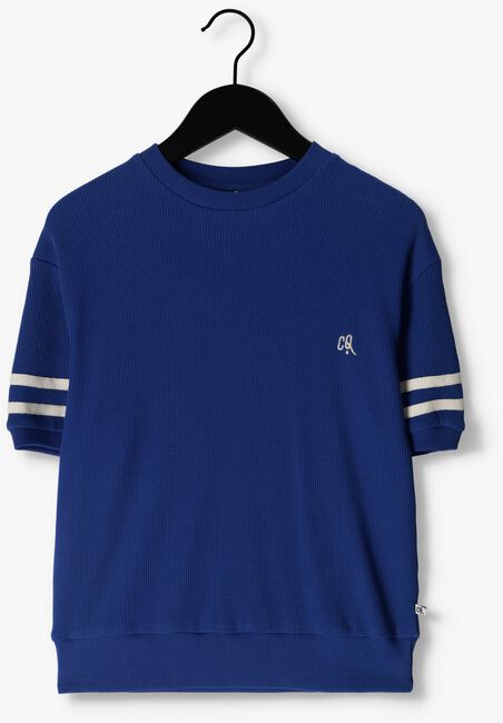 CARLIJNQ T-shirt MARBLES - SWEATER SHORT SLEEVE WT EMBROIDERY + TAPING Bleu foncé - large