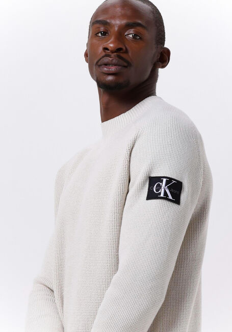Beige CALVIN KLEIN Sweater MONOLOGO BADGE SWEATER - large