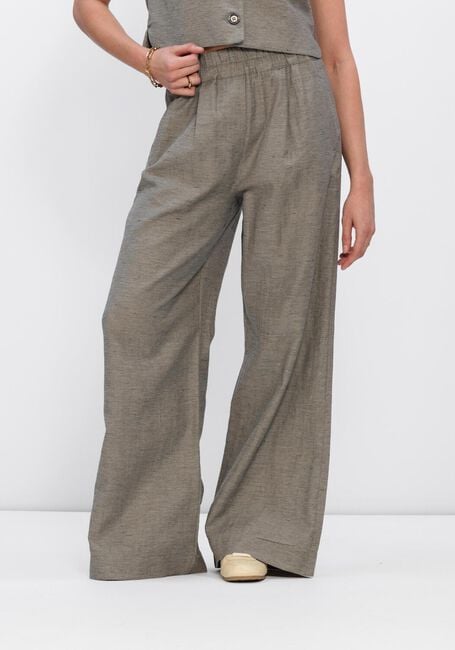 Taupe BY-BAR Wijde broek BENJI MELANGE PANTS - large