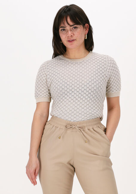 SUMMUM Haut SHORT SLEEVE SWEATER COTTON SH en beige - large