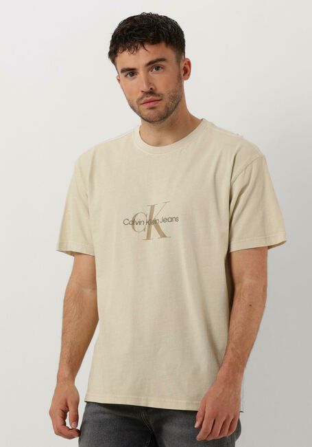 Beige CALVIN KLEIN T-shirt MONOLOGO MINERAL DYE TEE - large