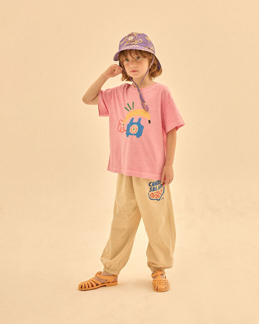 Roze Jelly Mallow T-shirt BANANA TELEPHONE PIGMENT T-SHIRT - large