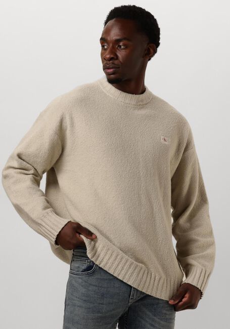CALVIN KLEIN Pull BOUCLE BOXY SWEATER en beige - large