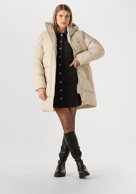 Beige CALVIN KLEIN Gewatteerde jas BELTED MIDWEIGHT LONG PUFFER - large