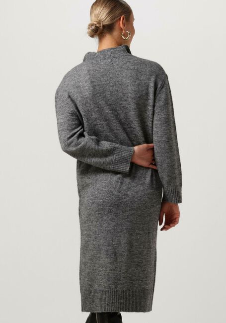 Donkergrijze OBJECT Midi jurk OBJMINNA L/S ZIP KNIT DRESS NOOS - large