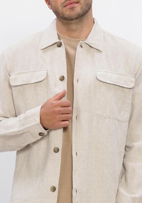 Beige SELECTED MEN  SLH-LEROY LINEN BLEND OVERSHIRT LS NOOS - large