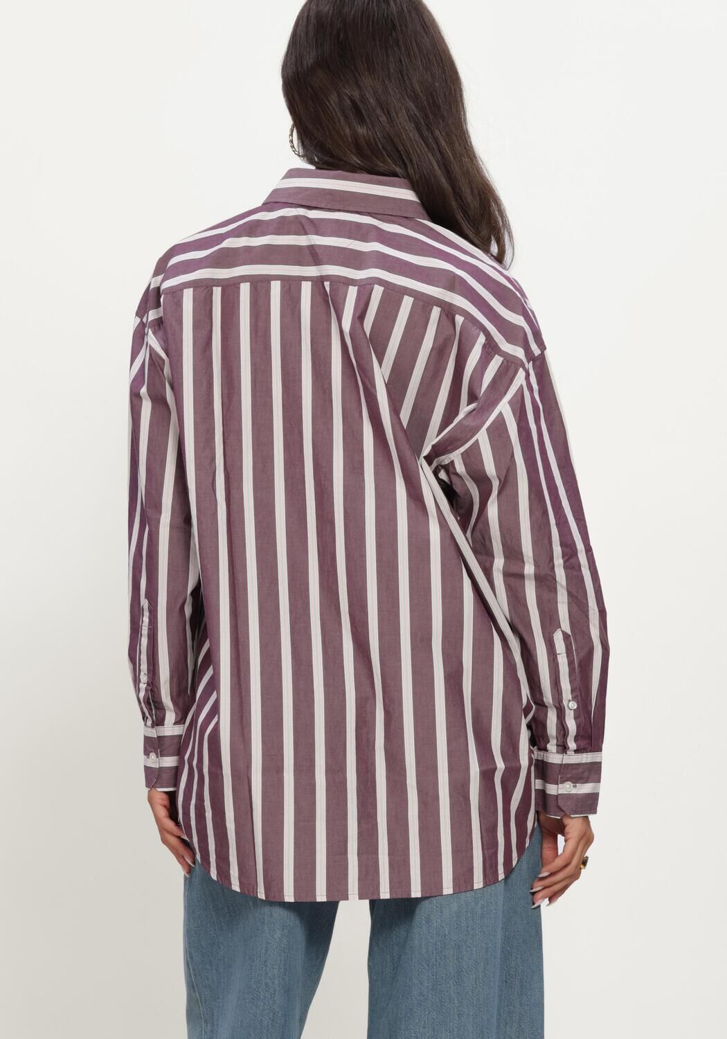 Paarse TOMMY JEANS  TJW OVS ESSENTIAL SHIRT EXT - large