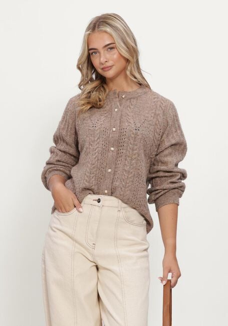 OBJECT Pull OBJFLORA RE LS KNIT BUTTON CARDIGAN NOOS en taupe - large