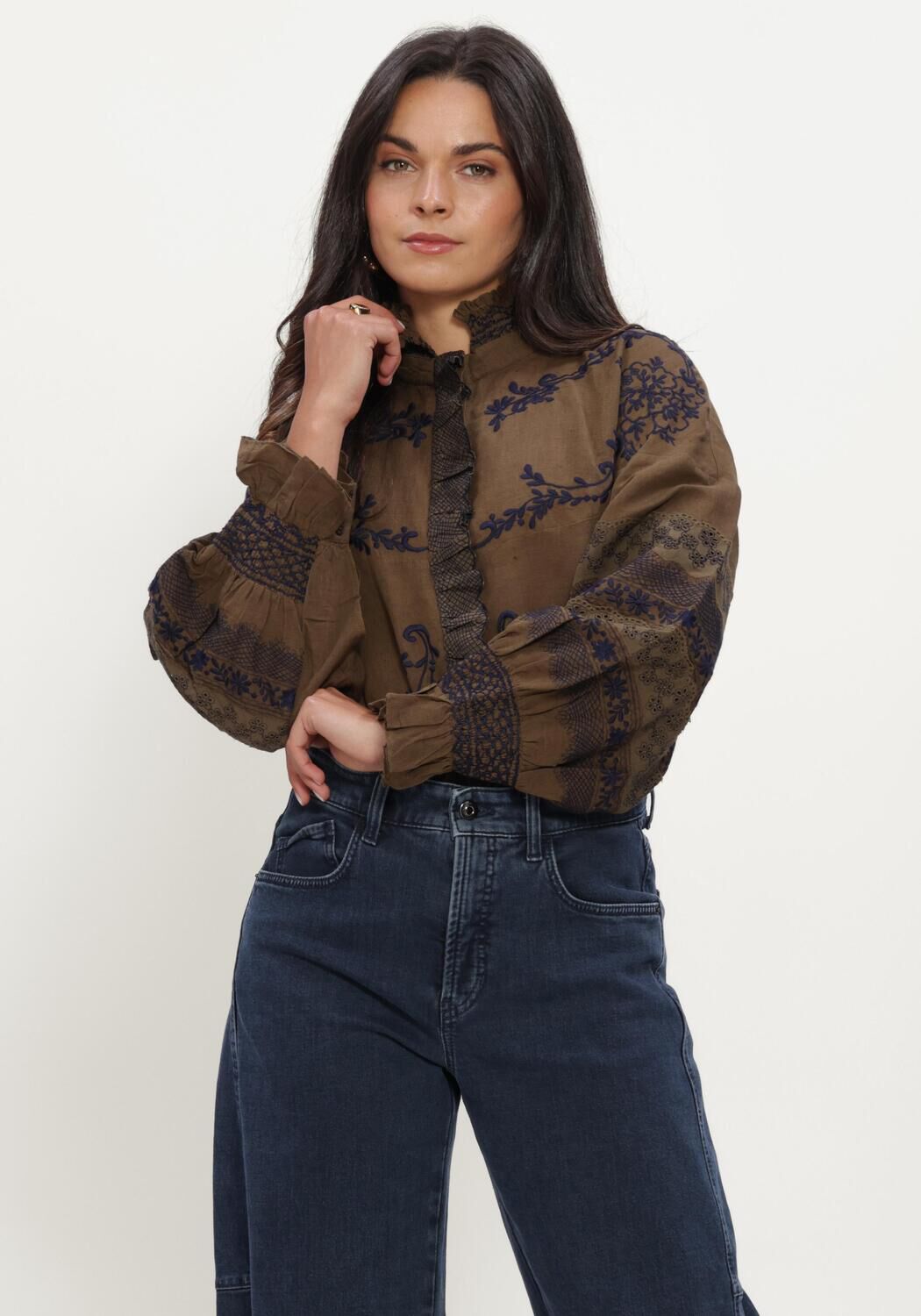 Donkergroene ANTIK BATIK  BIG BLOUSE - large