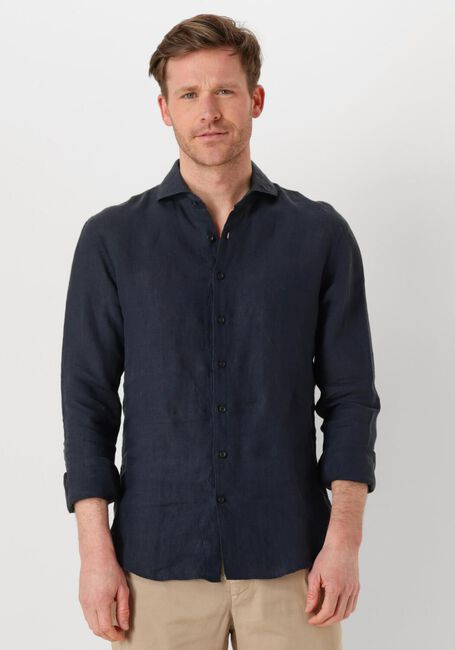Donkerblauwe PROFUOMO Klassiek overhemd SHIRT X-CUTAWAY LINEN - large