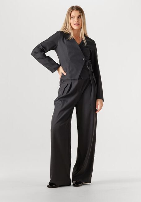 Donkergrijze NEO NOIR Wijde broek ZALKA EYELET PANTS - large