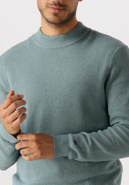 CAST IRON Pull MOCK NECK FINE BOUCLE en bleu - large
