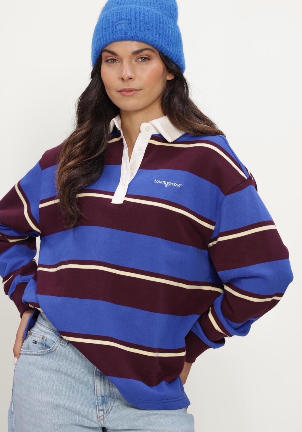 TOMMY JEANS Pull TJW RLX SCRIPT RUGBY en multicolore - large