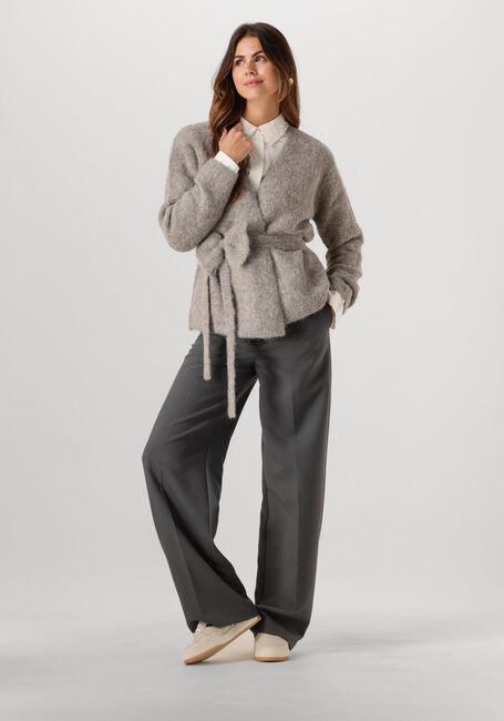 Grijze SELECTED FEMME Vest SLFGABELLA LS KNIT BOW CARDIGAN - large