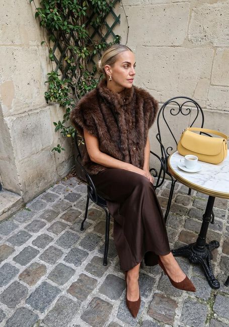 NEO NOIR Veste sans manches KEVINI FAUX FUR VEST en marron - large