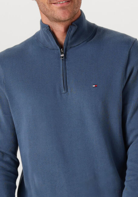 TOMMY HILFIGER Pull ESSENTIAL COTTON ZIP MOCK en bleu - large