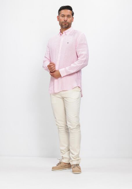 TOMMY HILFIGER Chemise d&eacute;contract&eacute; LINEN BENGAL STRIPE RF SHIRT en rose - large