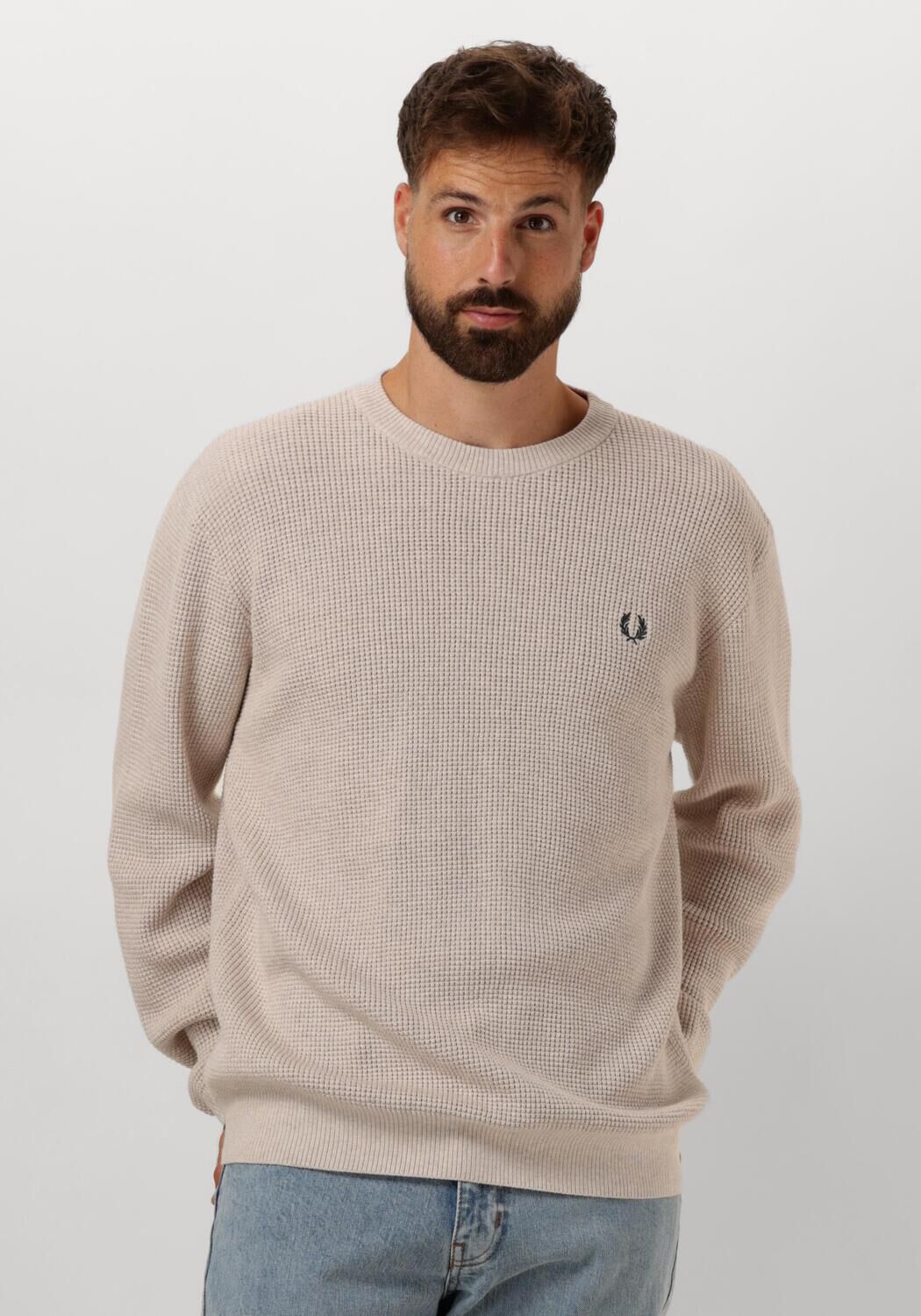 Fred perry waffle crew neck jumper sales
