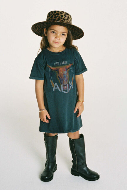 ALIX MINI Mini robe KNITTED WASHED BULL PRINT T-SHIRT DRESS Bleu fonc&eacute; - large