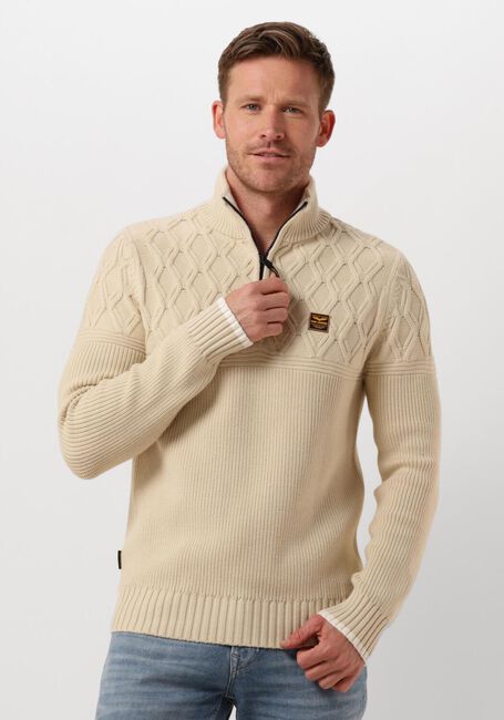 PME LEGEND HALF ZIP COLLAR COTTON MIX YARN Pulls & Gilets en beige - large