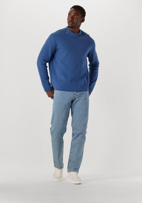 Blauwe SELECTED MEN Trui SLHMIKE LIGHT LS KNIT RELAXED MOCK NECK - large