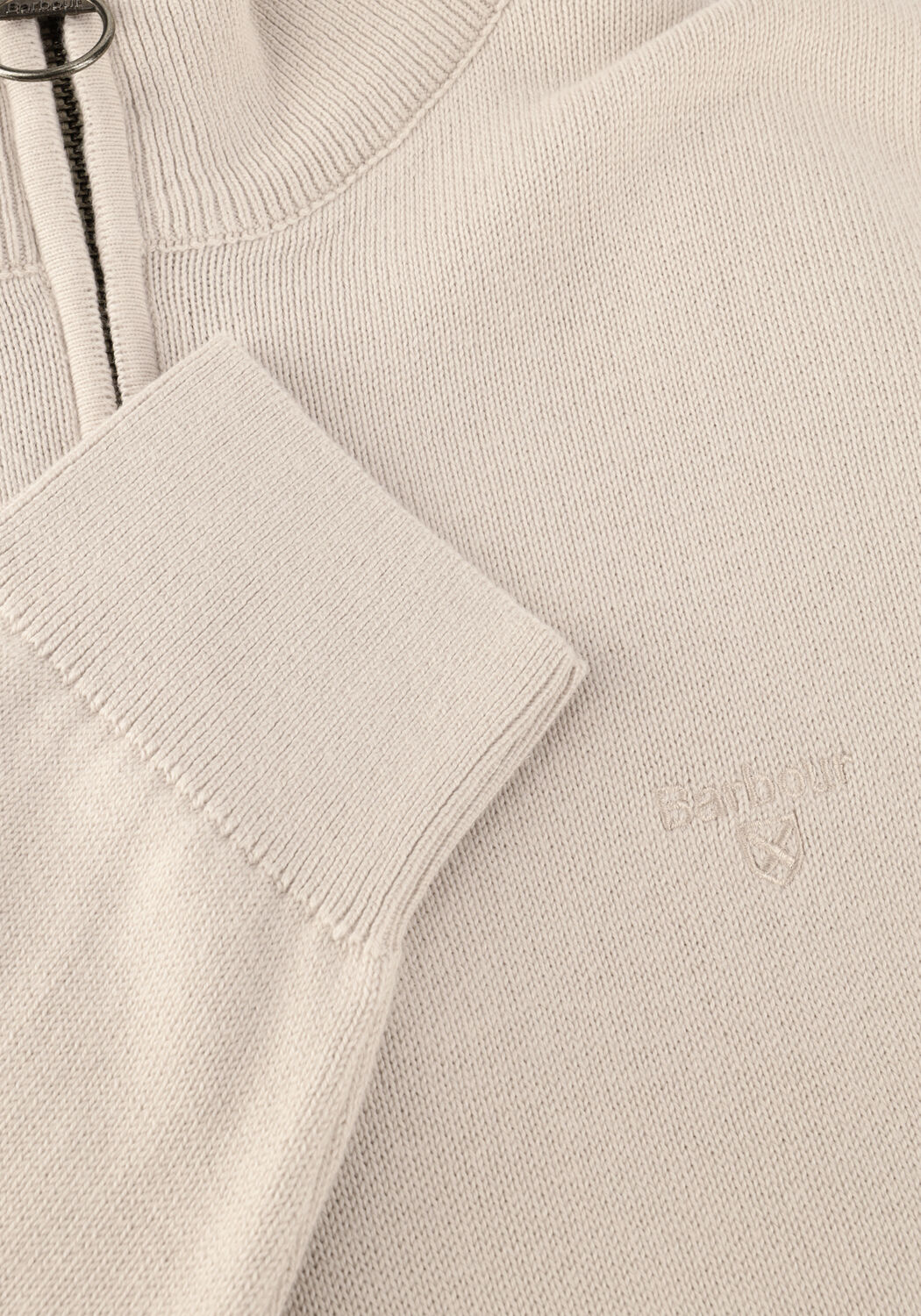 BARBOUR Pull COTTON HALF ZIP KNITTED JUMPER en beige - large