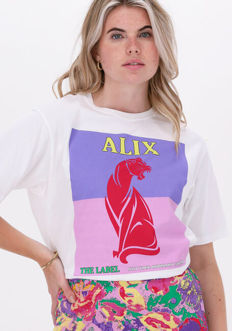Witte ALIX THE LABEL T-shirt KNITTED PASTEL PANTER T-SHIRT - large