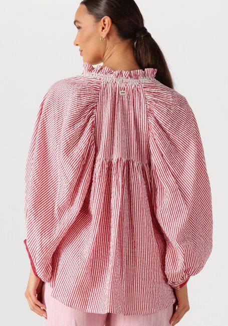 POM AMSTERDAM BLOUSE SEERSUCKER RED WHITE Blouses en rouge - large